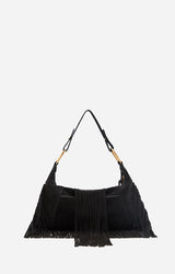 Borsa in suede con frange