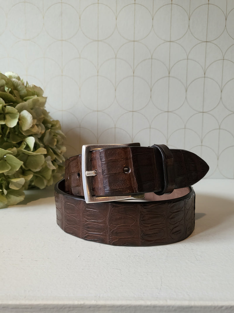 Crocodile leather belt