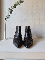 Black leather ankle boot