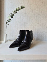 Black leather ankle boot