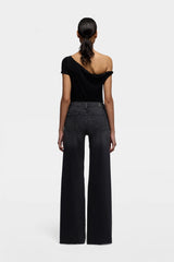 JEANS GAMBA AMPIA DENIM NERO