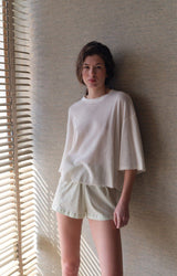 T-SHIRT IN JERSEY A RETE ECRU