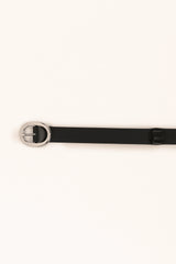 CINTURA CON FIBBIA OVALE ARGENTO NERO