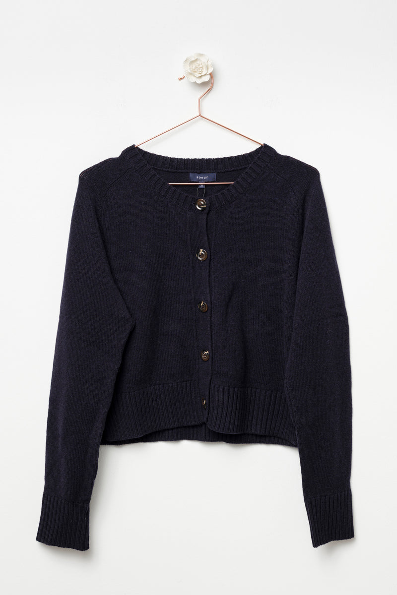 Cardigan corto in lana merino