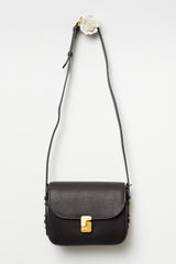 borsa mini nera in pelle goffrata