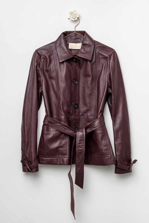 Giacca in pelle bordeaux