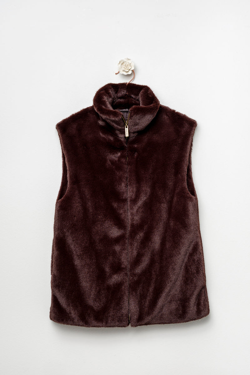 Faux fur brown gilet