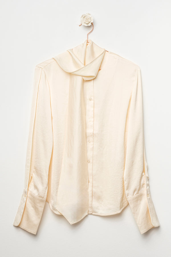 Camicia colletto lavallière ecru