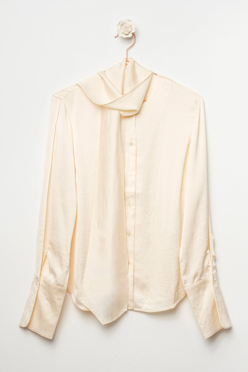 Camicia colletto lavallière ecru