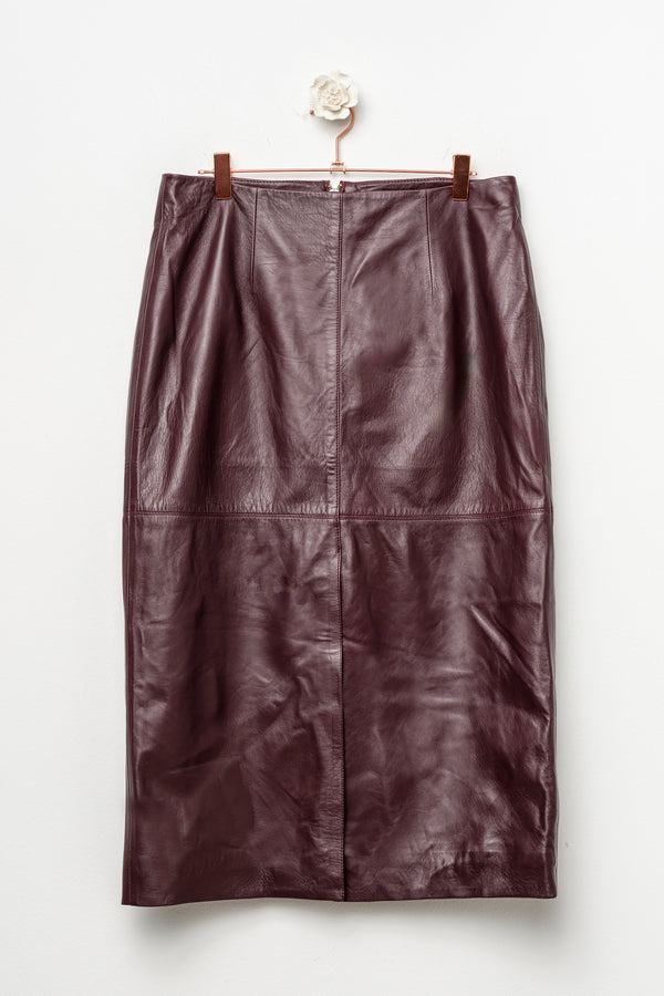 Gonna in pelle burgundy