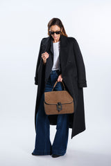 BLACK WOOL MIXED COAT