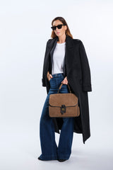 BLACK WOOL MIXED COAT