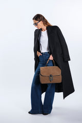 BLACK WOOL MIXED COAT
