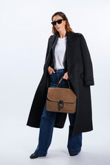 BLACK WOOL MIXED COAT