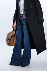 BLACK WOOL MIXED COAT