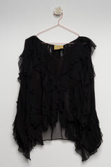 Camicia in chiffon unito nero