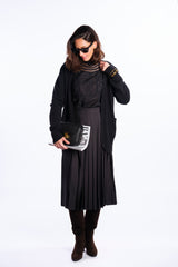 borsa mini nera in pelle goffrata