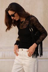 Borsa in suede con frange