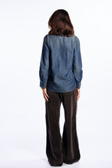 pantalone palazzo in velluto marrone