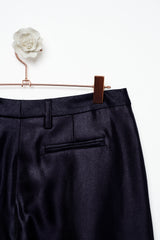 PANTALONE in satin blu notte