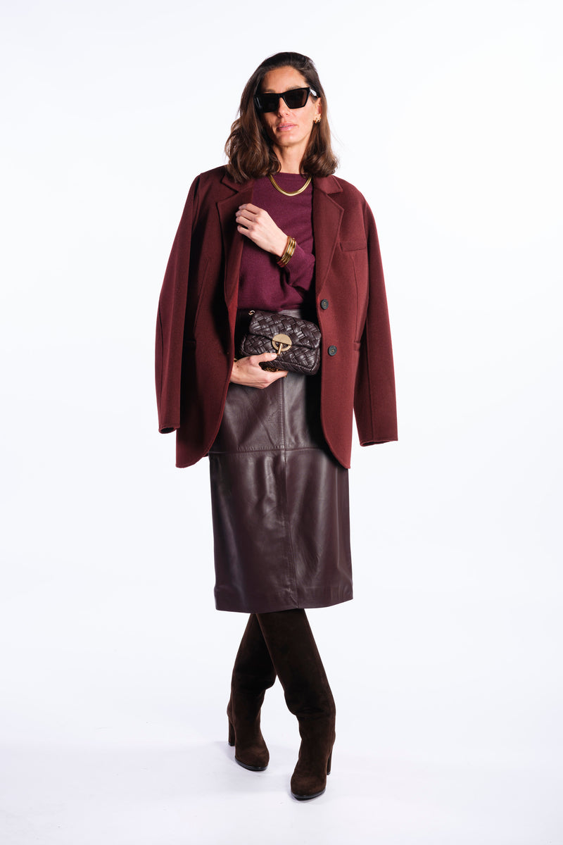 Gonna in pelle burgundy