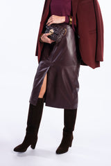 Gonna in pelle burgundy