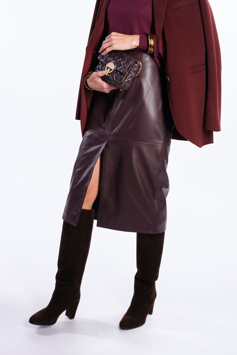 Gonna in pelle burgundy