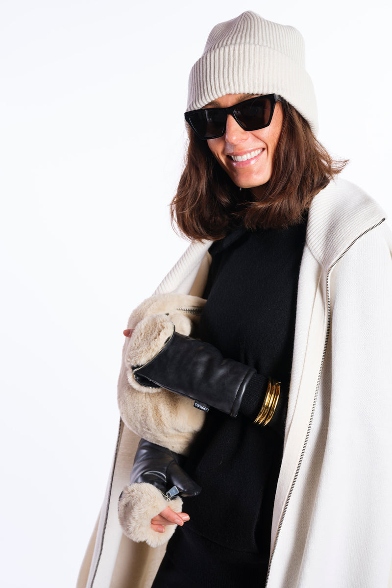 Moffola in pelle ecologica con zip