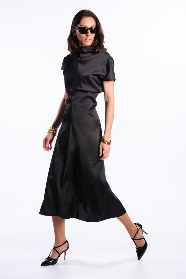 Abito midi satin nero