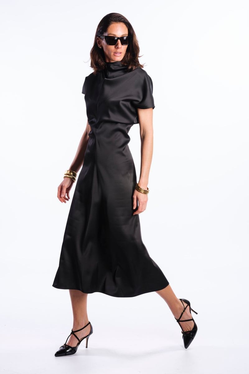 Abito midi satin nero