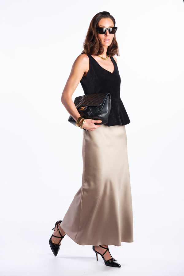 Gonna lunga champagne