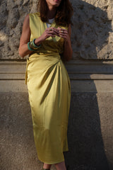 Abito drappeggiato lime