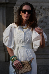 Ecru embroidered dress