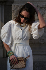 Ecru embroidered dress