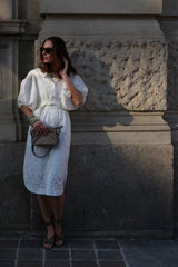 Ecru embroidered dress