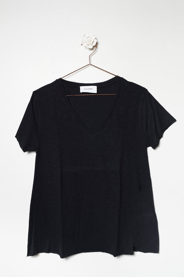 T-shirt scollo V in jersey fiammato