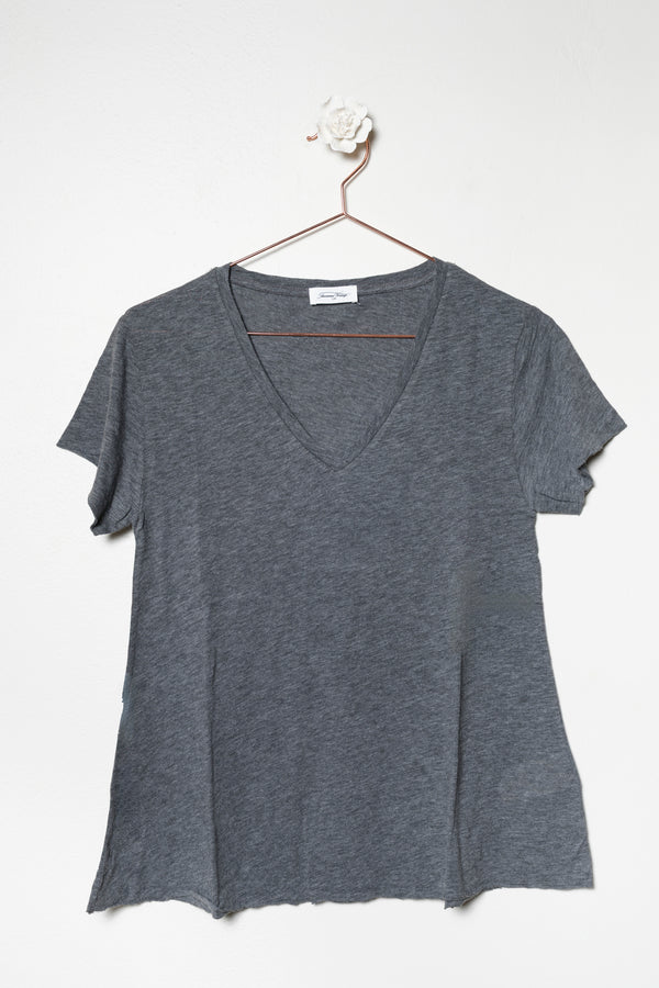 T-shirt scollo V in jersey fiammato