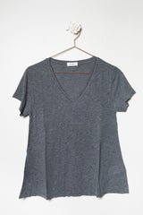 T-shirt scollo V in jersey fiammato