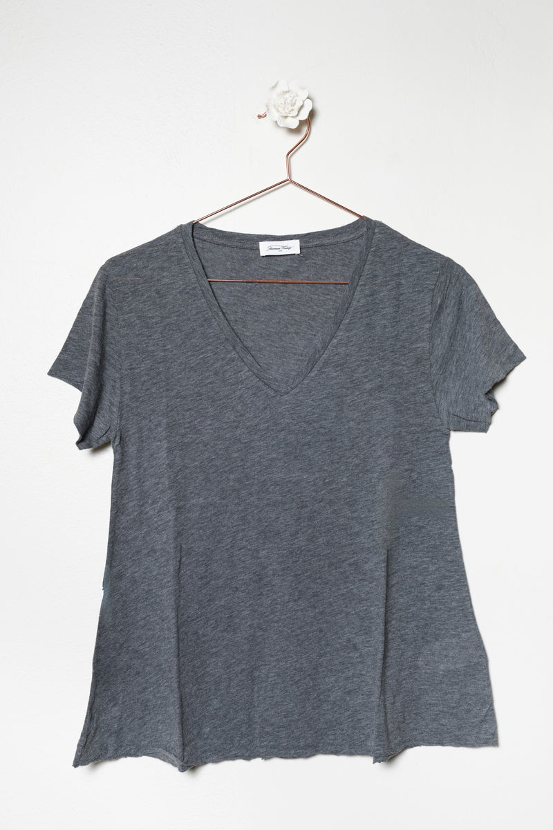 T-shirt scollo V in jersey fiammato