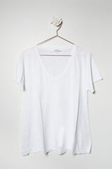 T-shirt scollo V in jersey fiammato