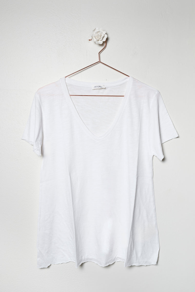 T-shirt scollo V in jersey fiammato