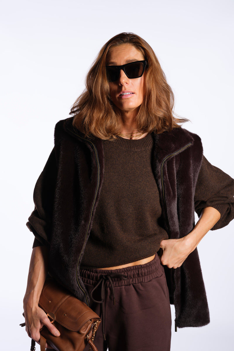Faux fur brown gilet