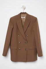 Pantalone misto lino camel brown