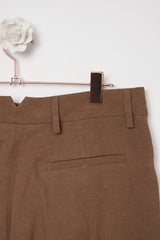 Pantalone misto lino camel brown