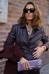 Giacca in pelle bordeaux