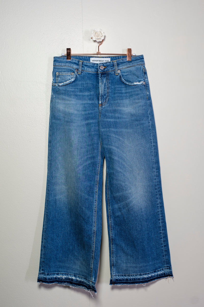 Raw-cut wide leg jeans