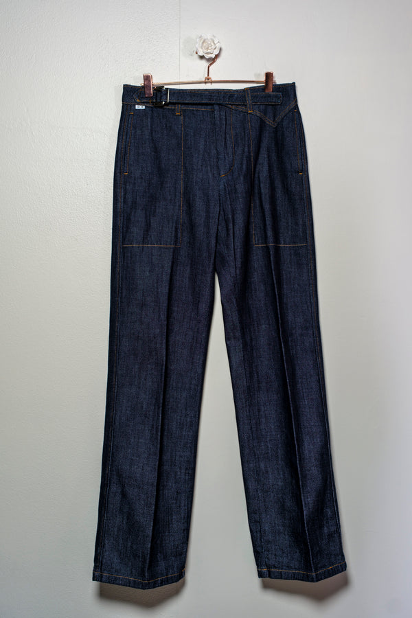 Denim trousers with belt