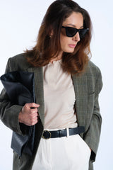 BORSA PIATTINA MILLERIGHE NERA