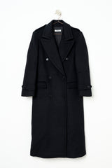 BLACK WOOL MIXED COAT