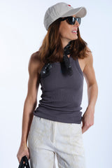 Plum ribbed tank top